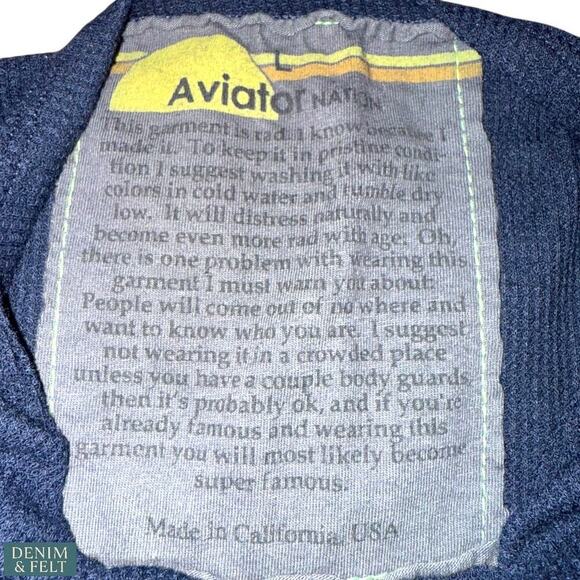 Aviator Nation Rainbow Waffle Thermal Lounge Set Base Layer Navy Pants & Top - Picture 8 of 16